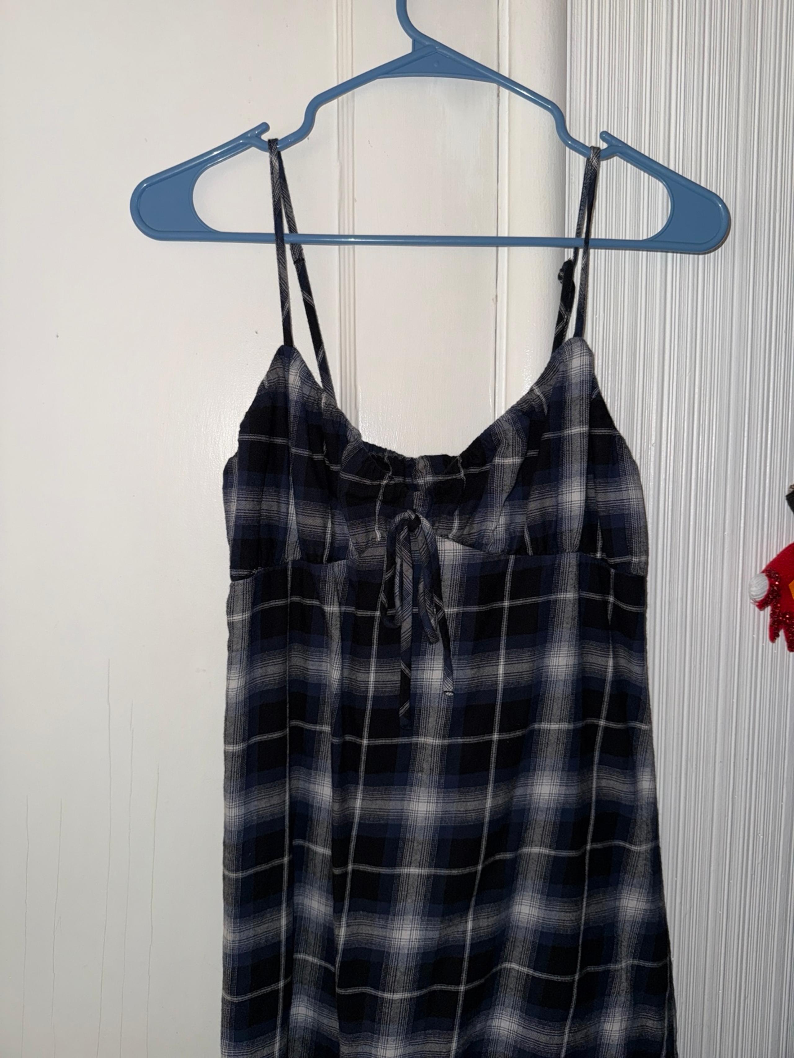 Blue and white plaid dress