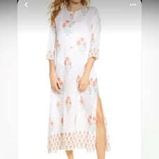 NEW Roberta Roller Rabbit Borem Border Maxi Dress 228 Kurta Caftan boho XS