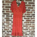 Farm Rio Anthropologie Devore Midi Dress Coral Faux Wrap V-Neck Lace Size XS