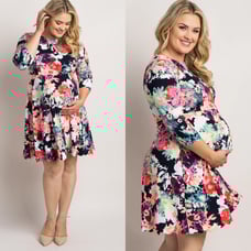 Pinkblush Neon Floral Scalloped Dress