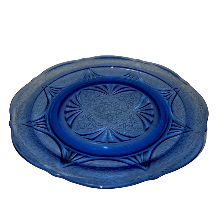 Vintage Hazel Atlas Royal Lace Cobalt Blue Luncheon Plate