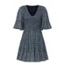 La Vie Rebecca Taylor Petula Smocked Dress Women Large Blue Short Flutter Sleeve