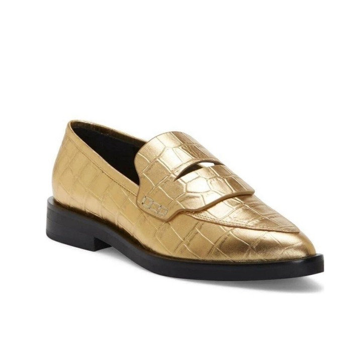 Rebecca Minkoff Pacey Penny GOLD LEATHER women's Loafer Size 5 NEW