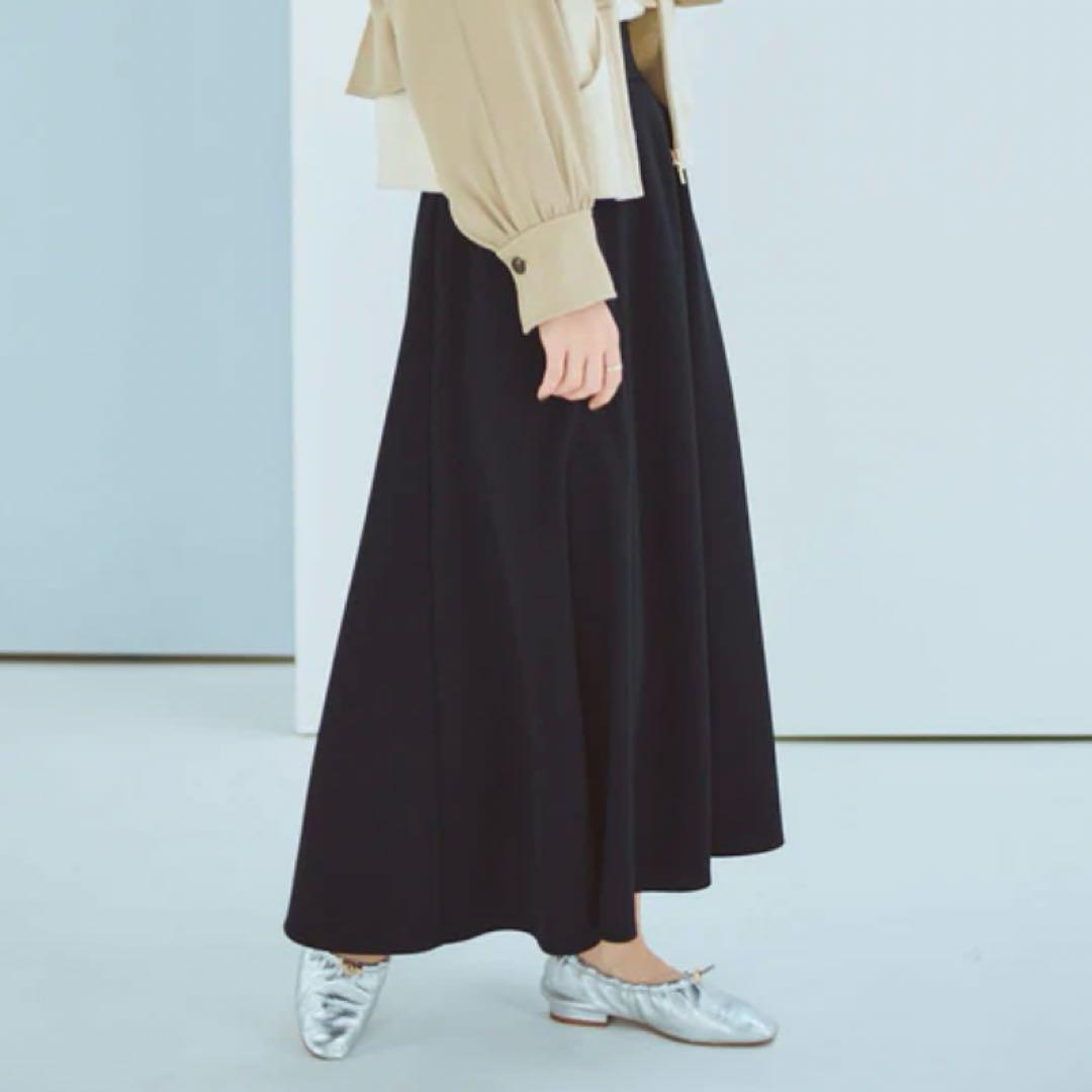 【COHINA】Cut Georgette Panel Flare Skirt - regular