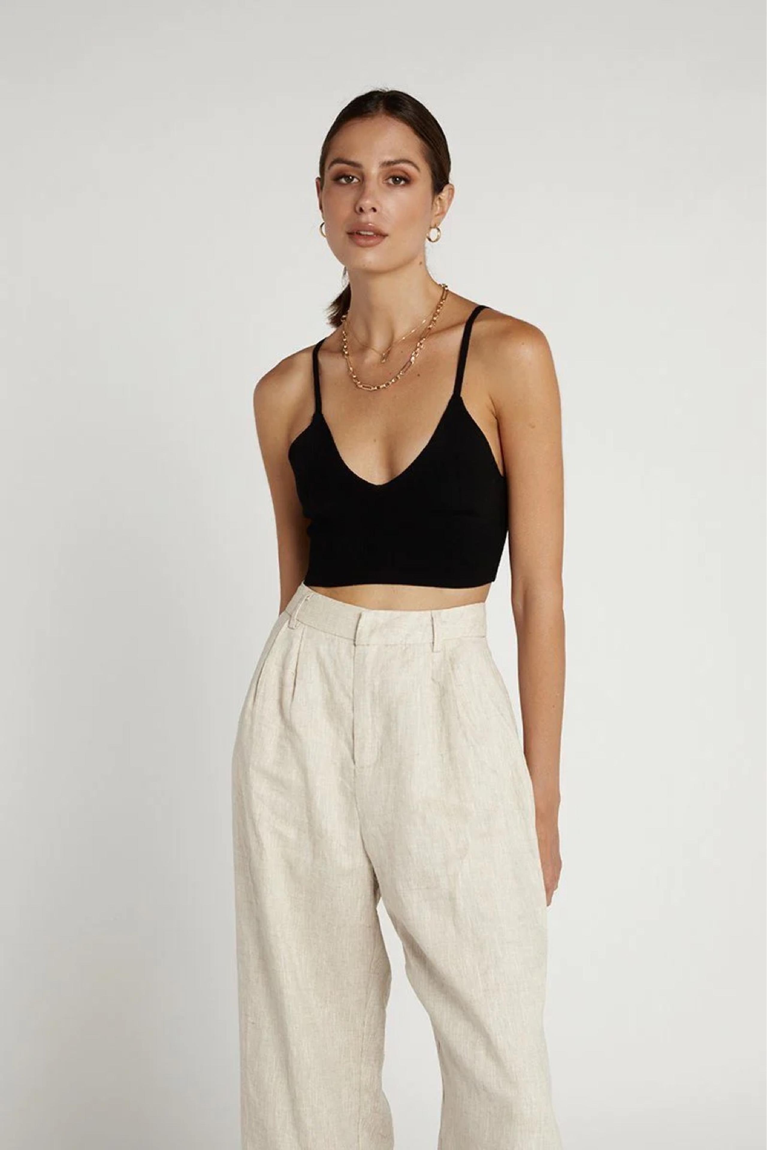 DEBUT KNIT CROP TOP in Navy M