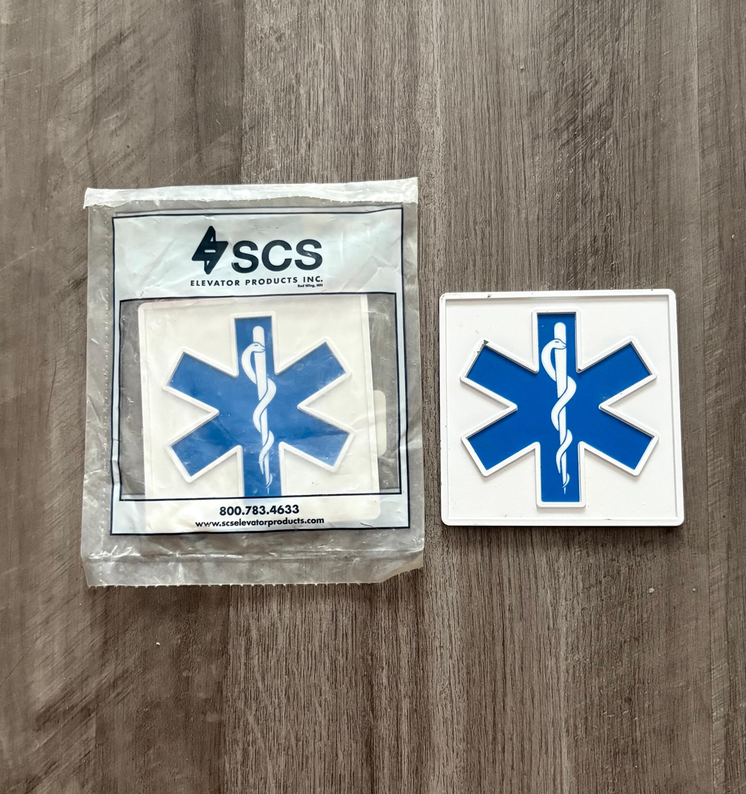 SCS CST1 Star of Life Elevator Jamb sign for Elevator Signage (Brand New)