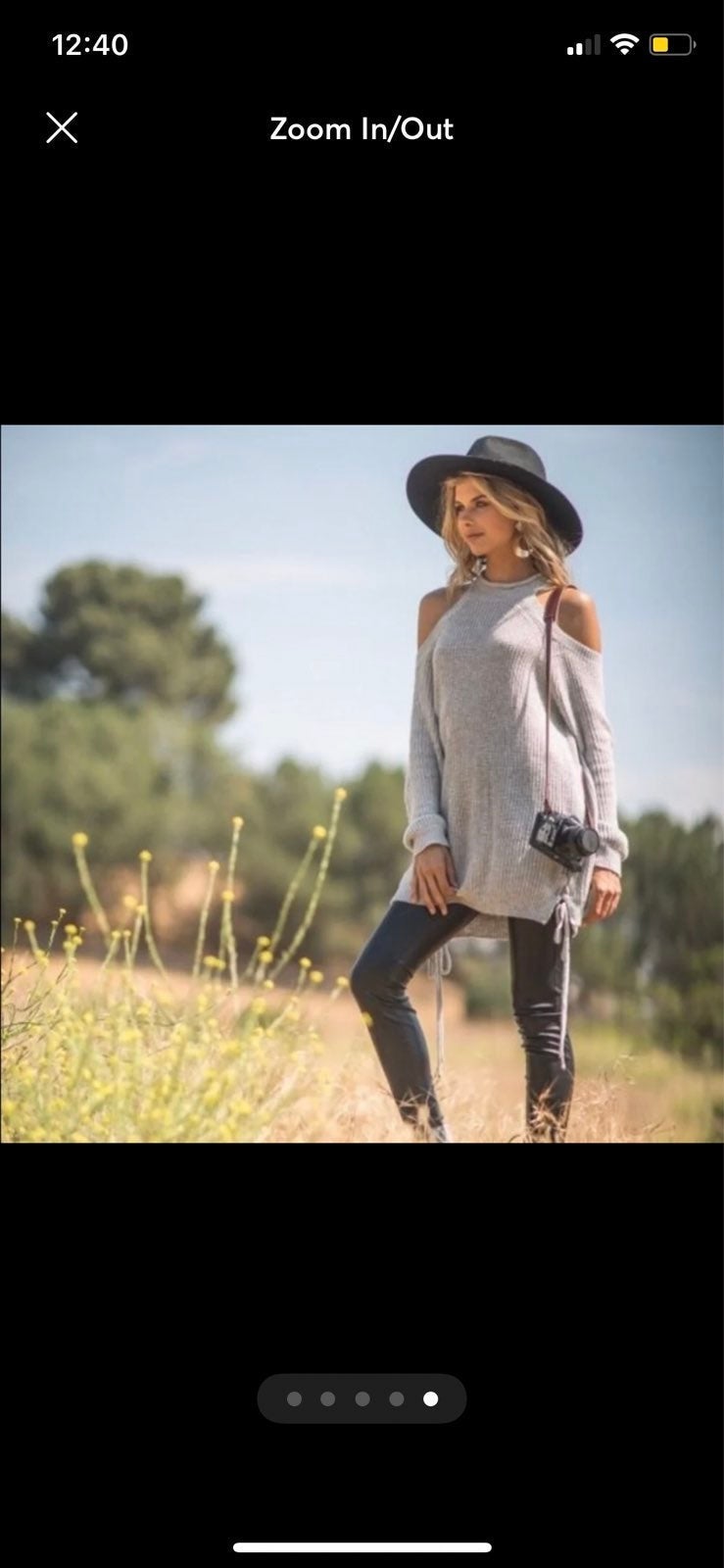 NEW JODIFL GREY COLD SHOULDER LACE UP SWEATER SIZE L