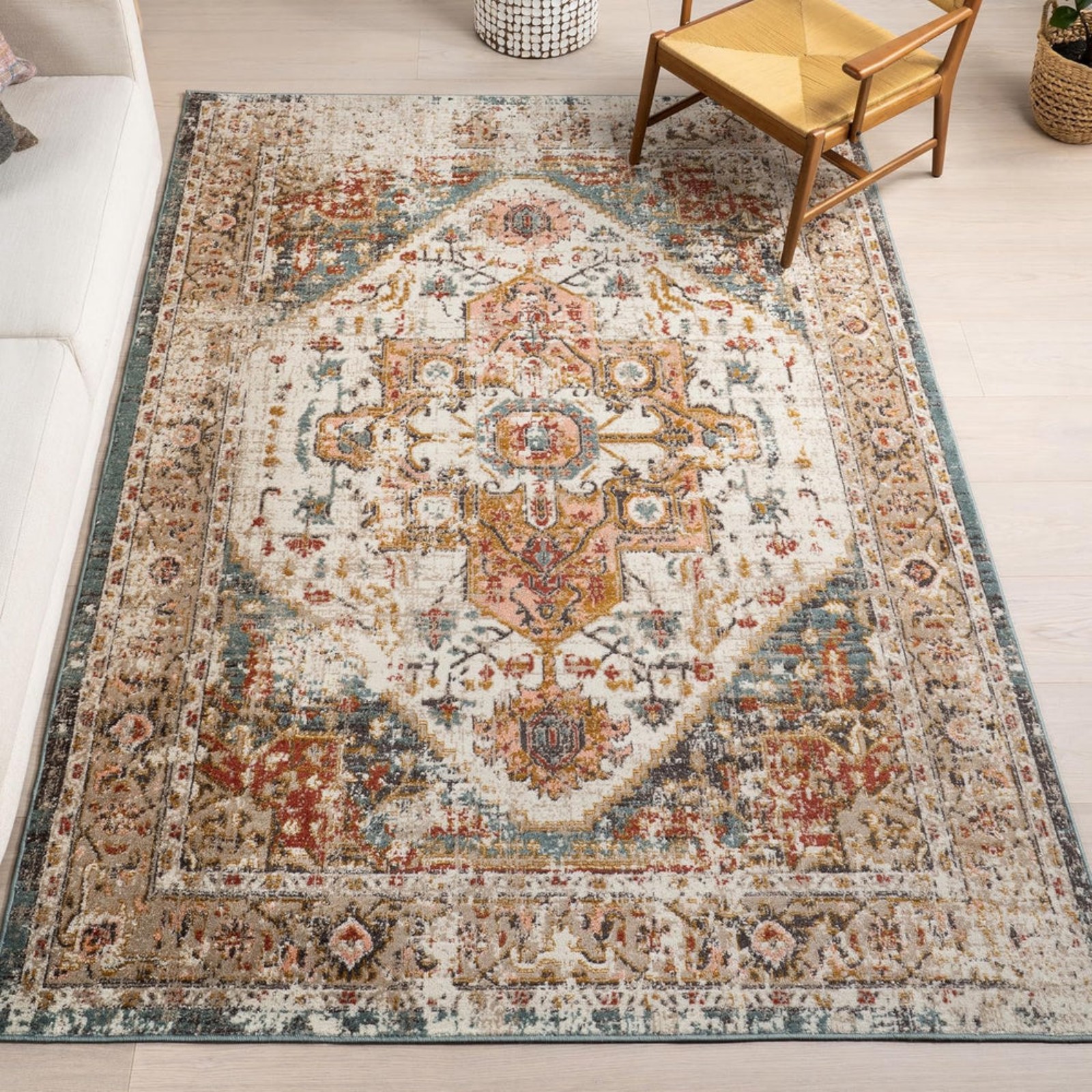 nuLOOM Performance Oriental Style Area Rug, Justine Beige, 7' x 9'