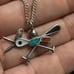 Vintage Zuni inlay roadrunner pendant necklace