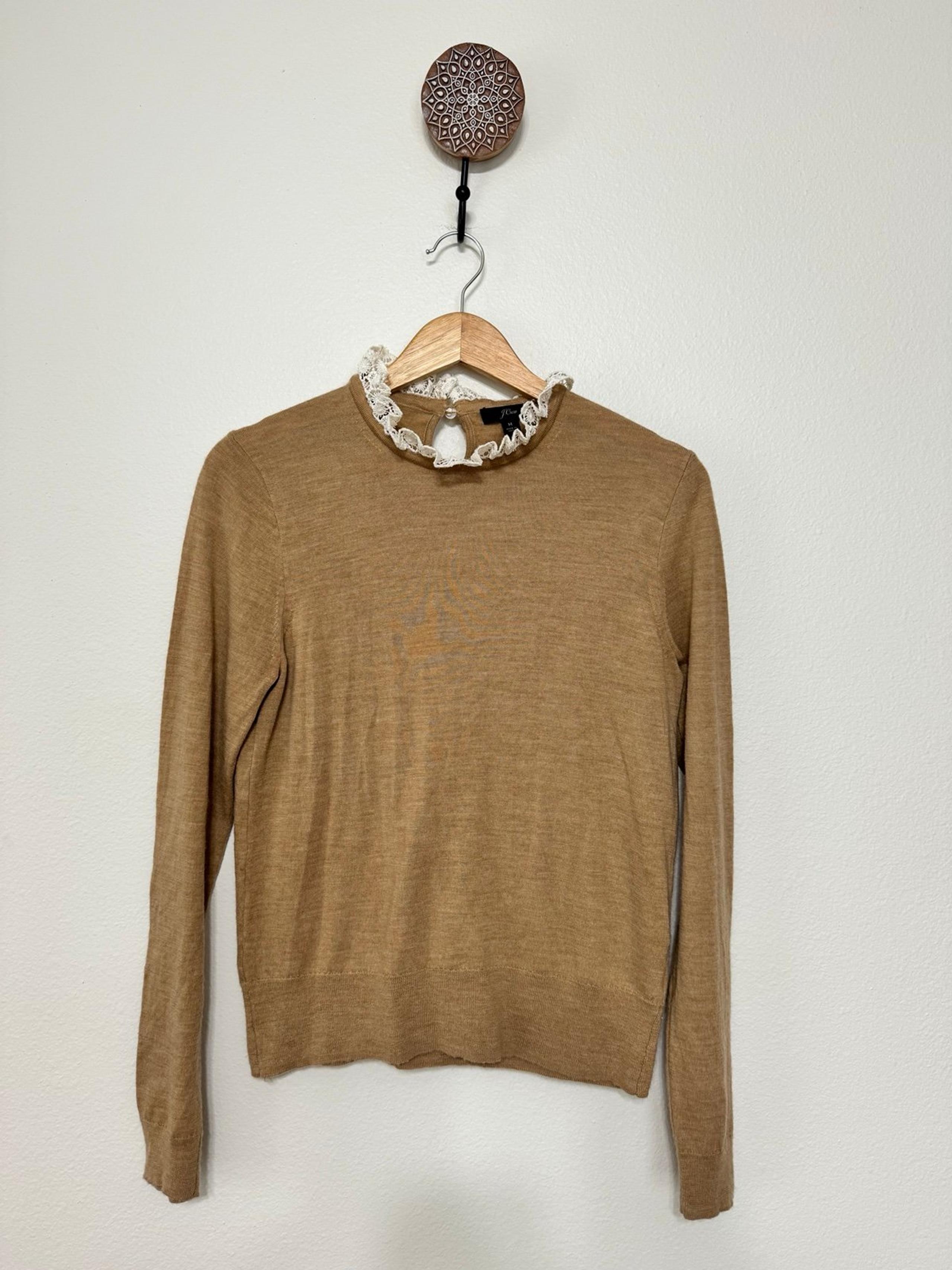 J Crew Holiday Sweater W/ Crochet Lace Detail | Size M