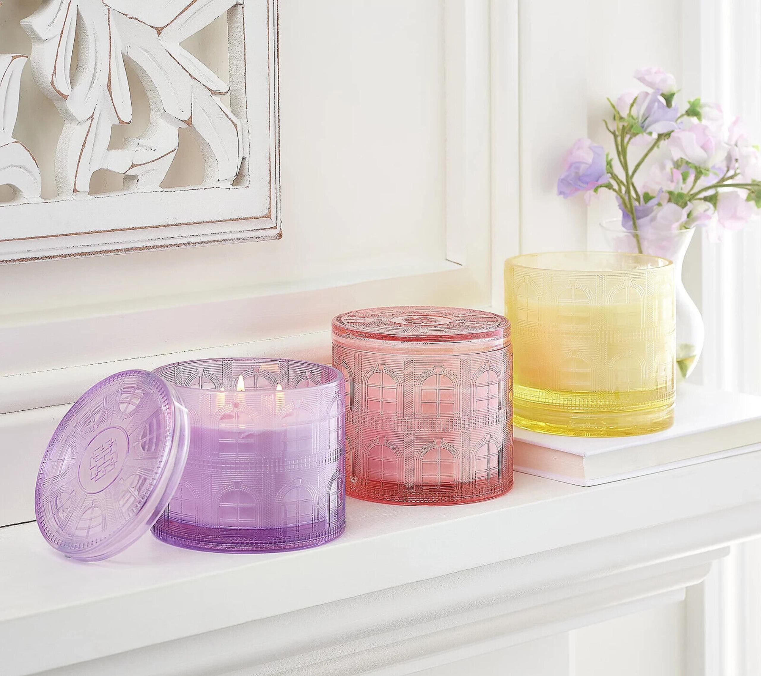 NEW HomeWorx _by Slatkin & Co. S\3 14oz Townhouse Glass Candles FRUIT INSPIRED