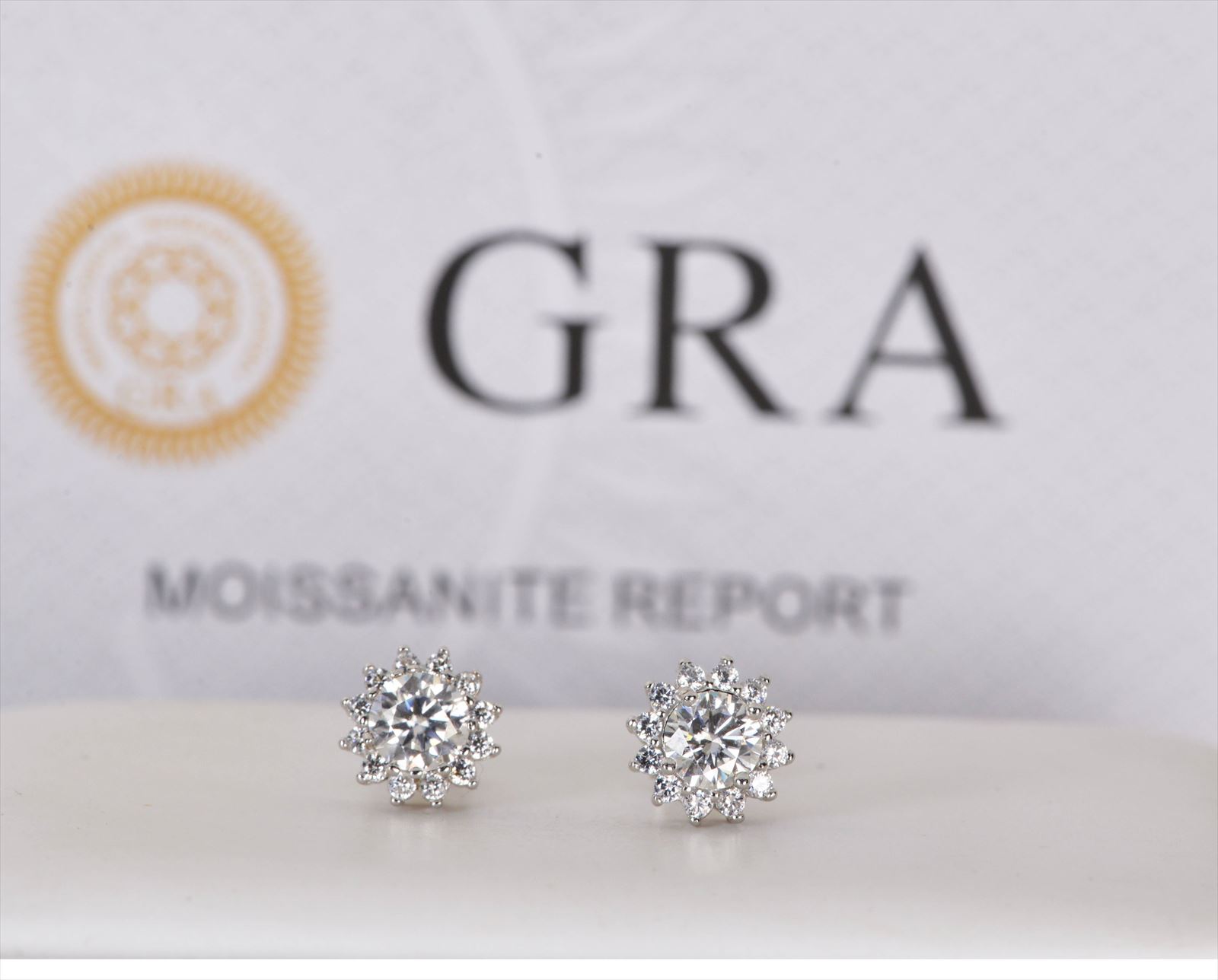 GRA Certified Moissanite Diamond Sunflower Earrings #51