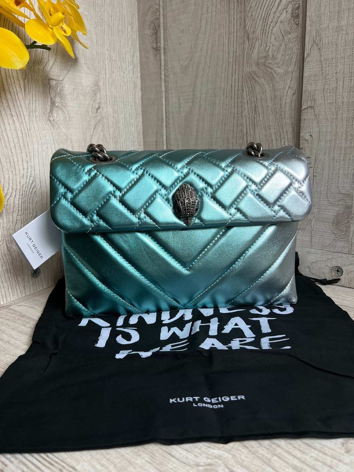 Kurt Geiger Metallic Leather Kensington Ombre Shoulder Bag