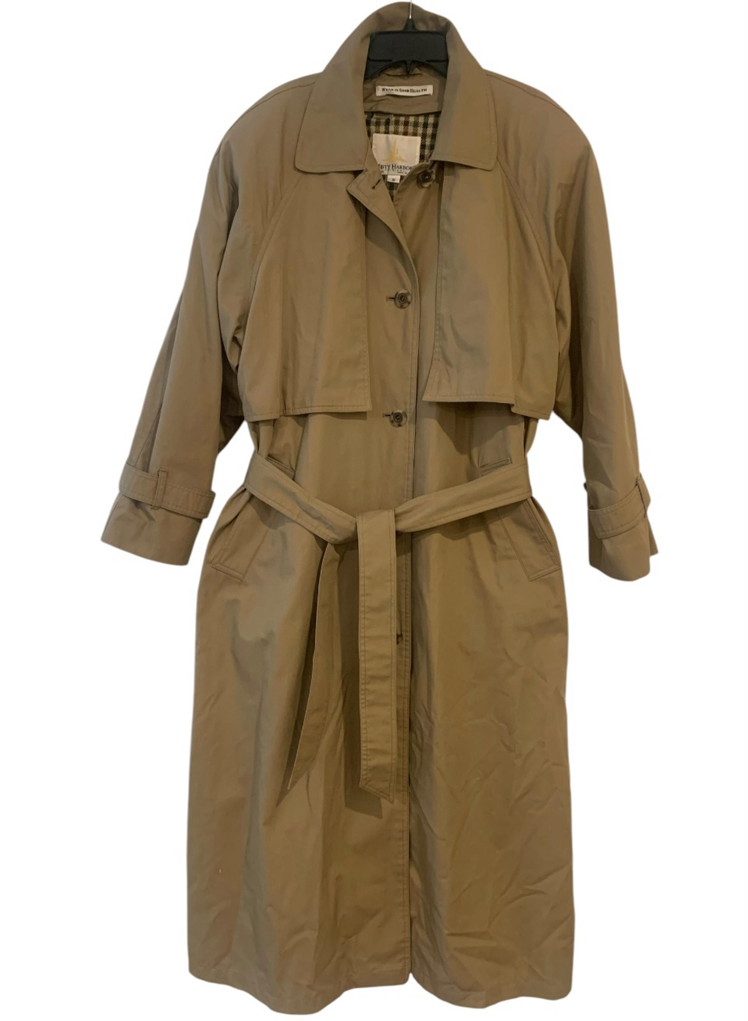Misty Harbor Trench Coat Tan With Removable Wool Blend Liner Women’s Size 16