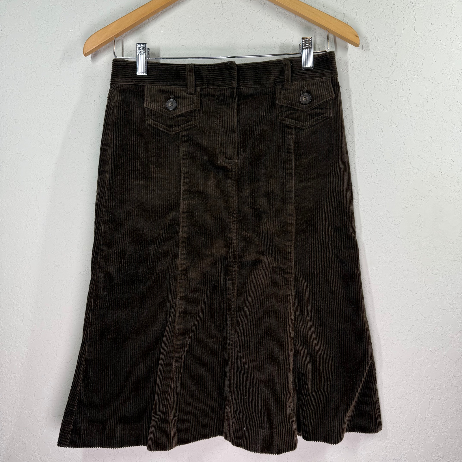 Theory Women's Vintage Brown Corduroy Knee Length Skirt Size 0