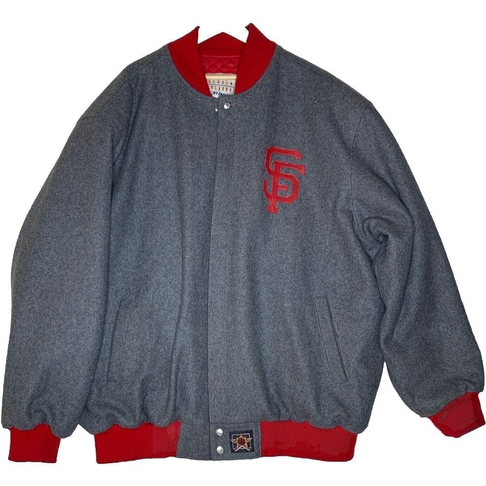 VTG San Francisco GIANTS RARE GRAY/RED Wool Jacket JH Design, Genuine Merch 3XL