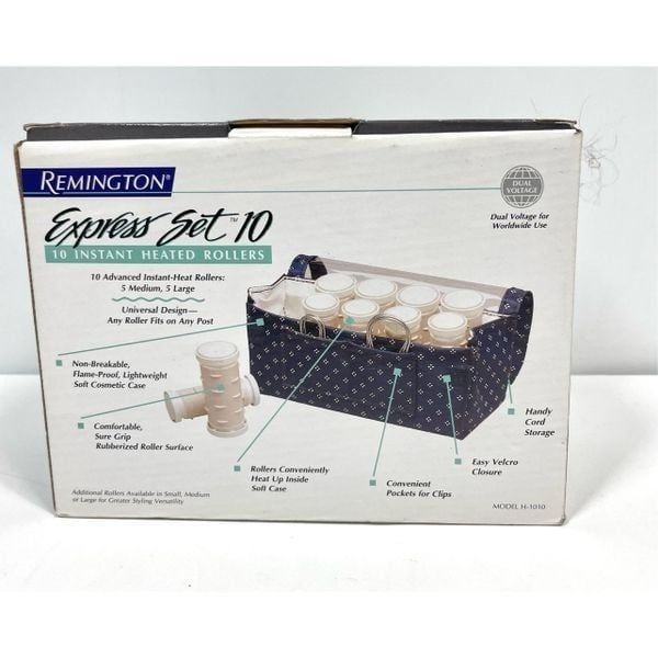 Vintage Remington Express 10 Instant Heated Rollers Hair Curlers Travel Boxed - detail