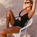 New Andie Swim The Santorini One Piece Swimsuit Key Hole Front Black Size Large