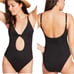 New Andie Swim The Santorini One Piece Swimsuit Key Hole Front Black Size Large