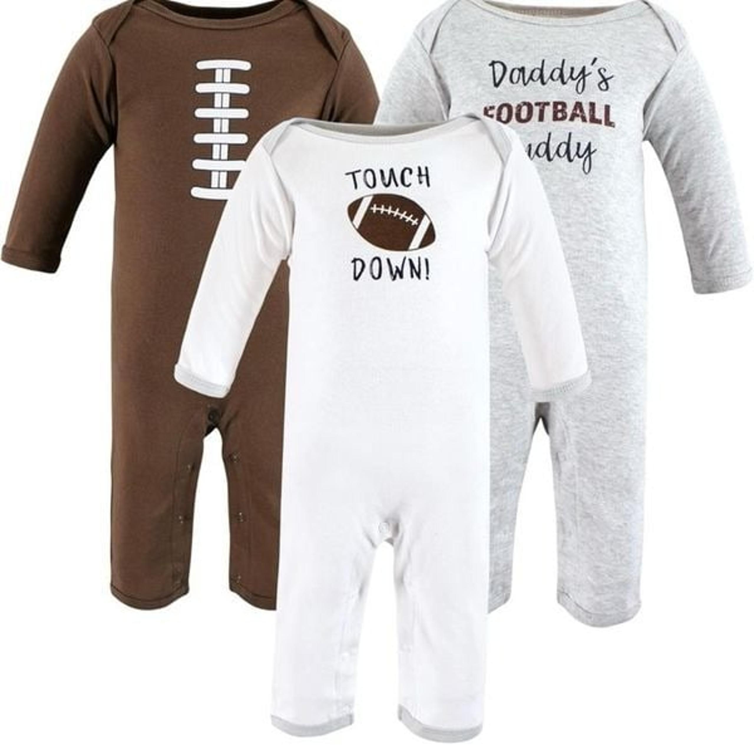 Hudson Baby Girl Boy Unisex Football Theme Cotton Coveralls 18 Months