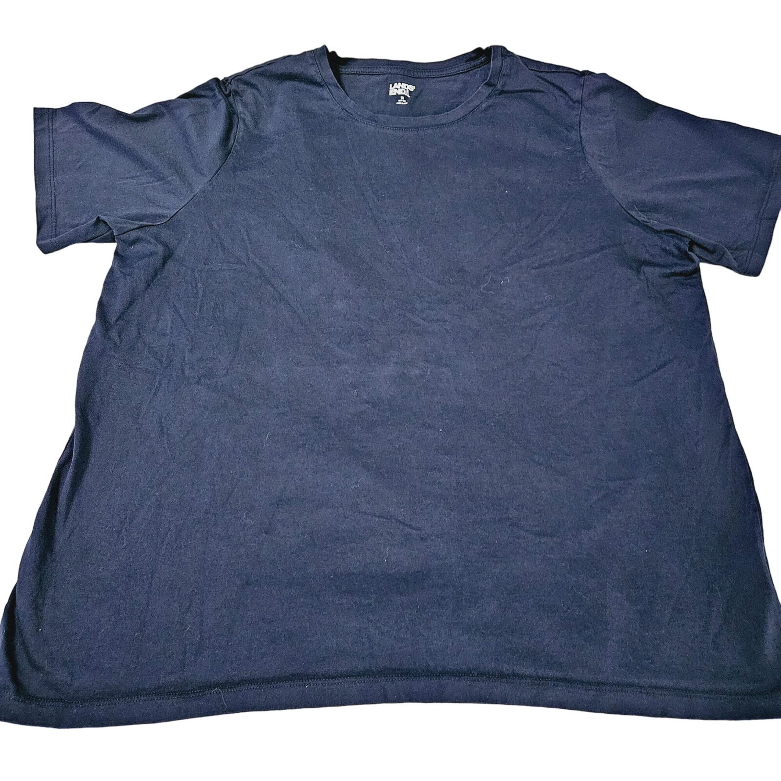 Lands End Womens T-Shirt Blue Size 1X 100% Cotton Pullover Short Sleeve