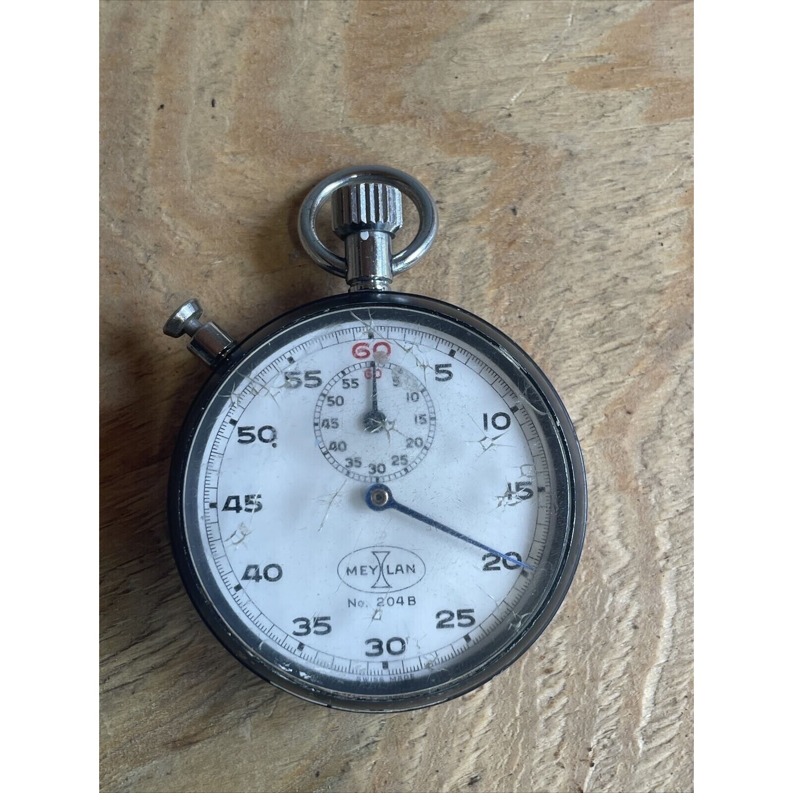 Vintage White Dial Meylan Type 204B Stopwatch Works Engraved H.P. Co 240