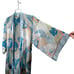 Oscar De La Renta Pink Label Robe Long Satin Blue Pink Floral Belted Pockets