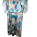 Oscar De La Renta Pink Label Robe Long Satin Blue Pink Floral Belted Pockets