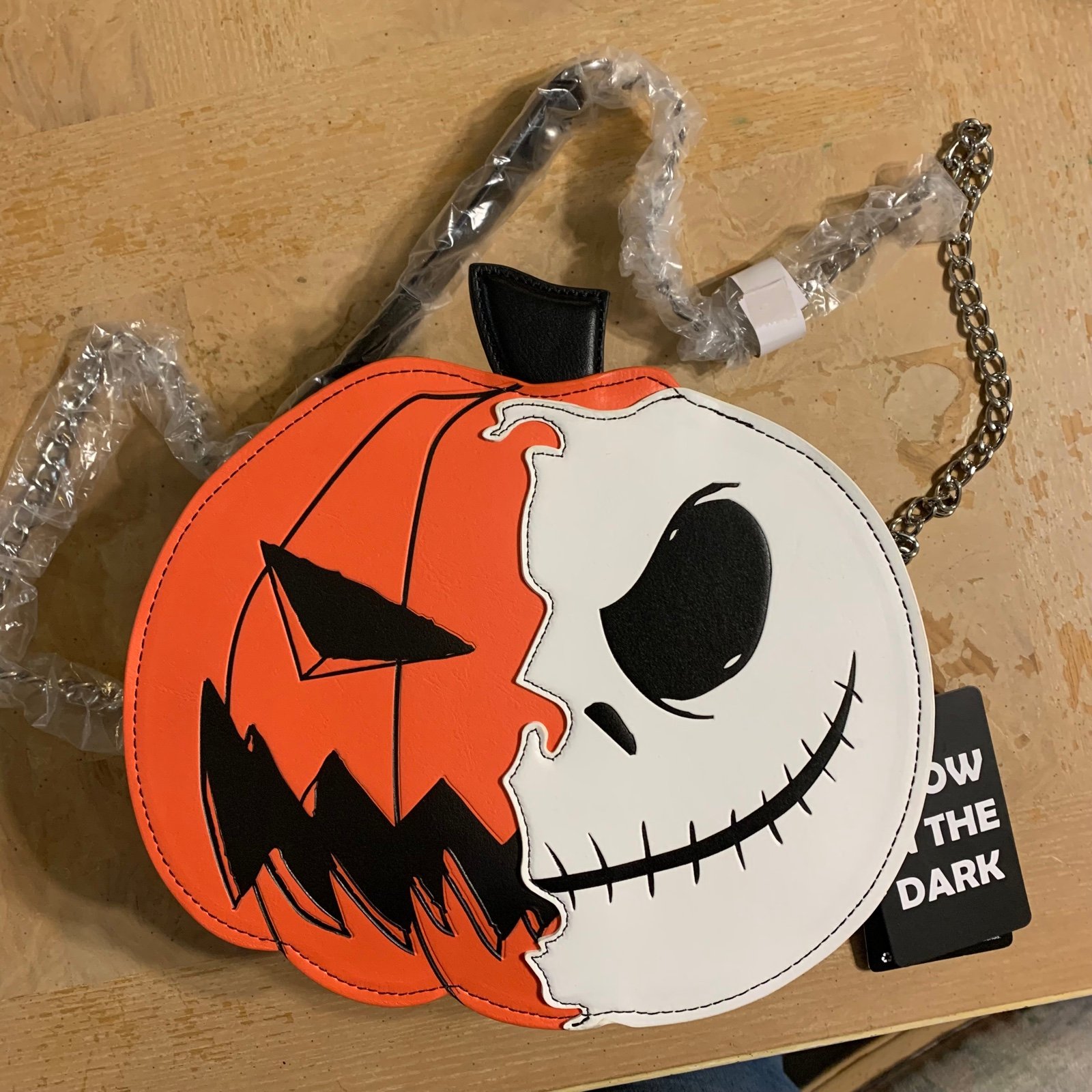 Jack Skellington Half Pumpkin glow in the dark crossbody