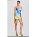 Retrofete Rylynn Satin Mini Dress Blue Tie Dye Draped Silk Sleeveless Sz M