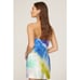 Retrofete Rylynn Satin Mini Dress Blue Tie Dye Draped Silk Sleeveless Sz M