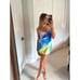 Retrofete Rylynn Satin Mini Dress Blue Tie Dye Draped Silk Sleeveless Sz M