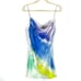 Retrofete Rylynn Satin Mini Dress Blue Tie Dye Draped Silk Sleeveless Sz M