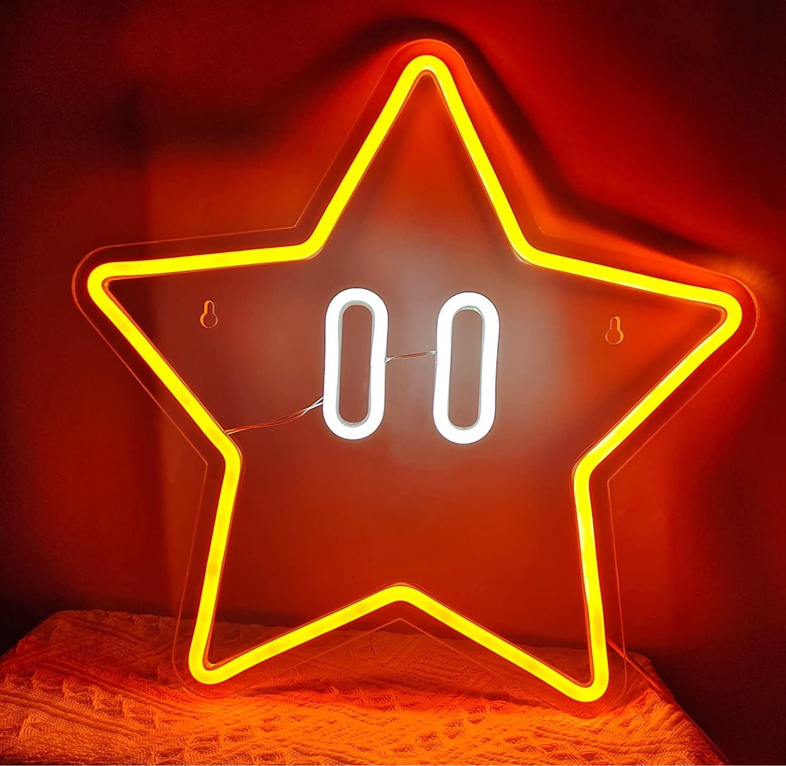 Fun Bright Mario Bros Super Star Video Game Room LED Night Light Wall Decoration