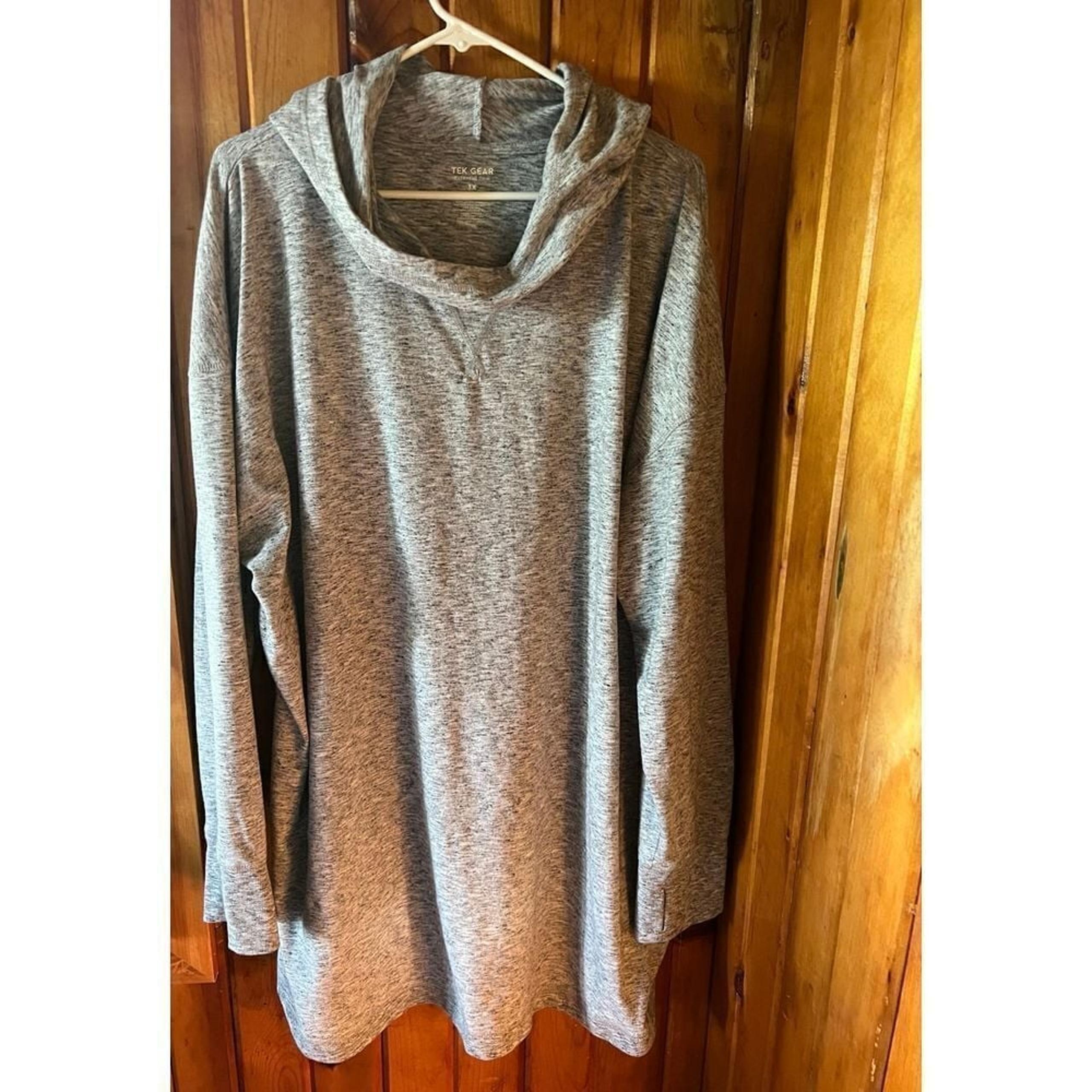 Tek Gear Heather Gray Cowl Neck Athletic Tunic Hoodie Plus Size 3X
