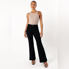 Petal & Pup Nico Wide Leg Jeans Size 8 Black Wash Womens High Rise Stretch