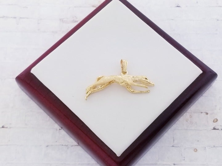 14k Yellow Gold Greyhound Dog Charm