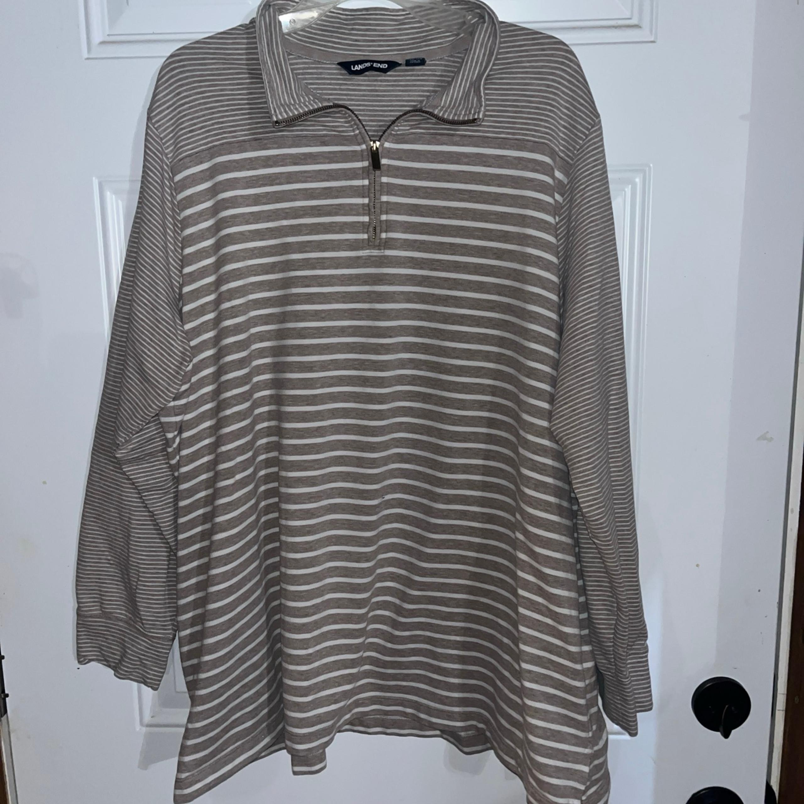 Lands End Women's 3X Plus 1/4 Zip Long Sleeve Light Pullover Top Ivory Comfy