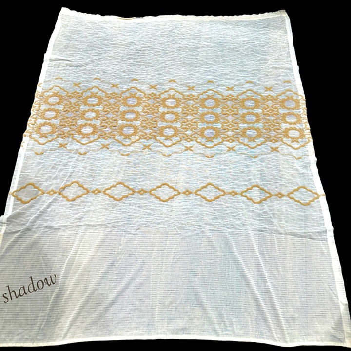 Vintage 70s Curtains Cream Tan BOHO 4 Panels 44x78 Embroidery Lace Voile? Net?