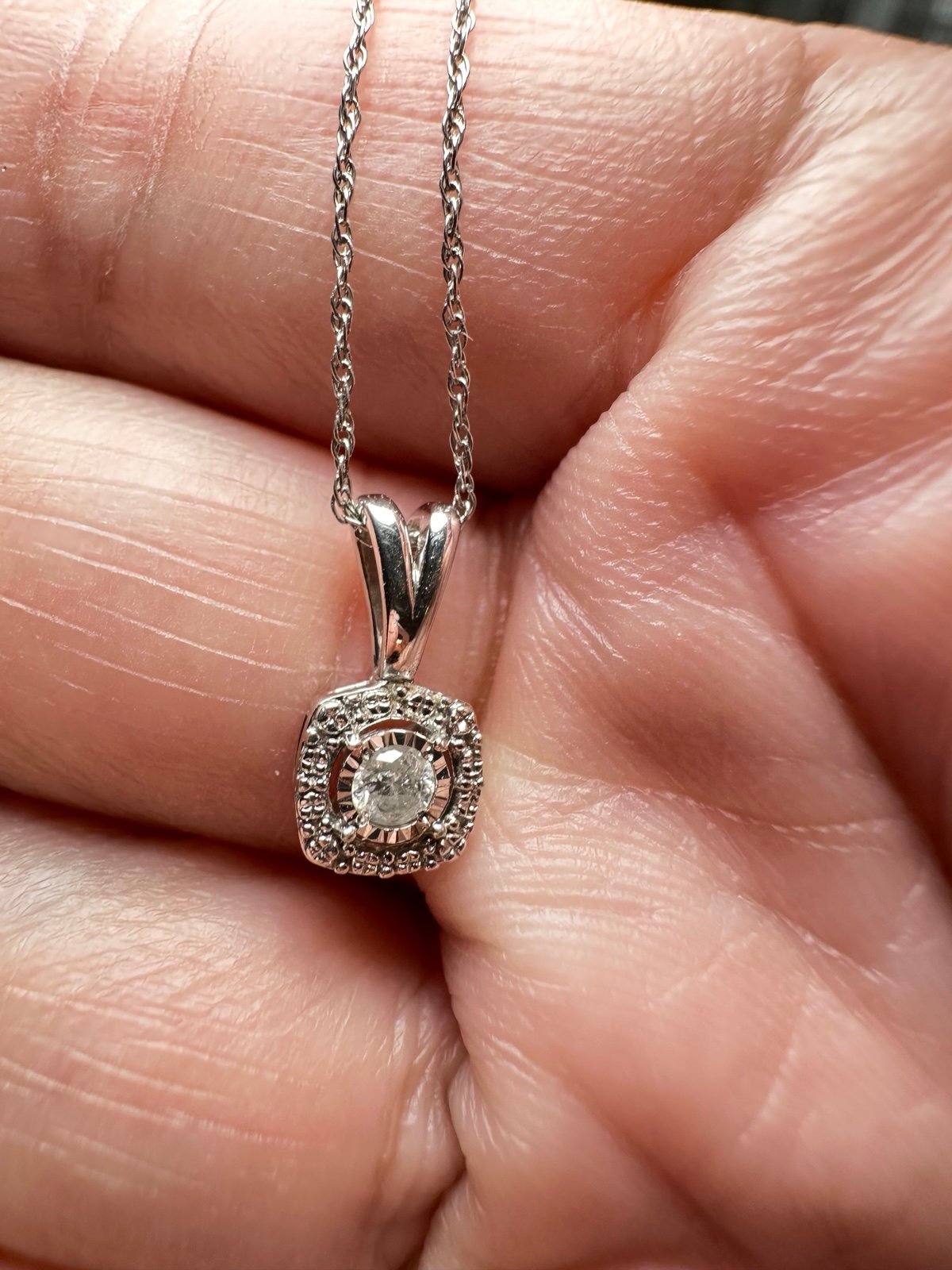 0.25ct Diamond Prong Pendant Necklace 925 Sterling 19’ Chain Round Dainty 4238 B