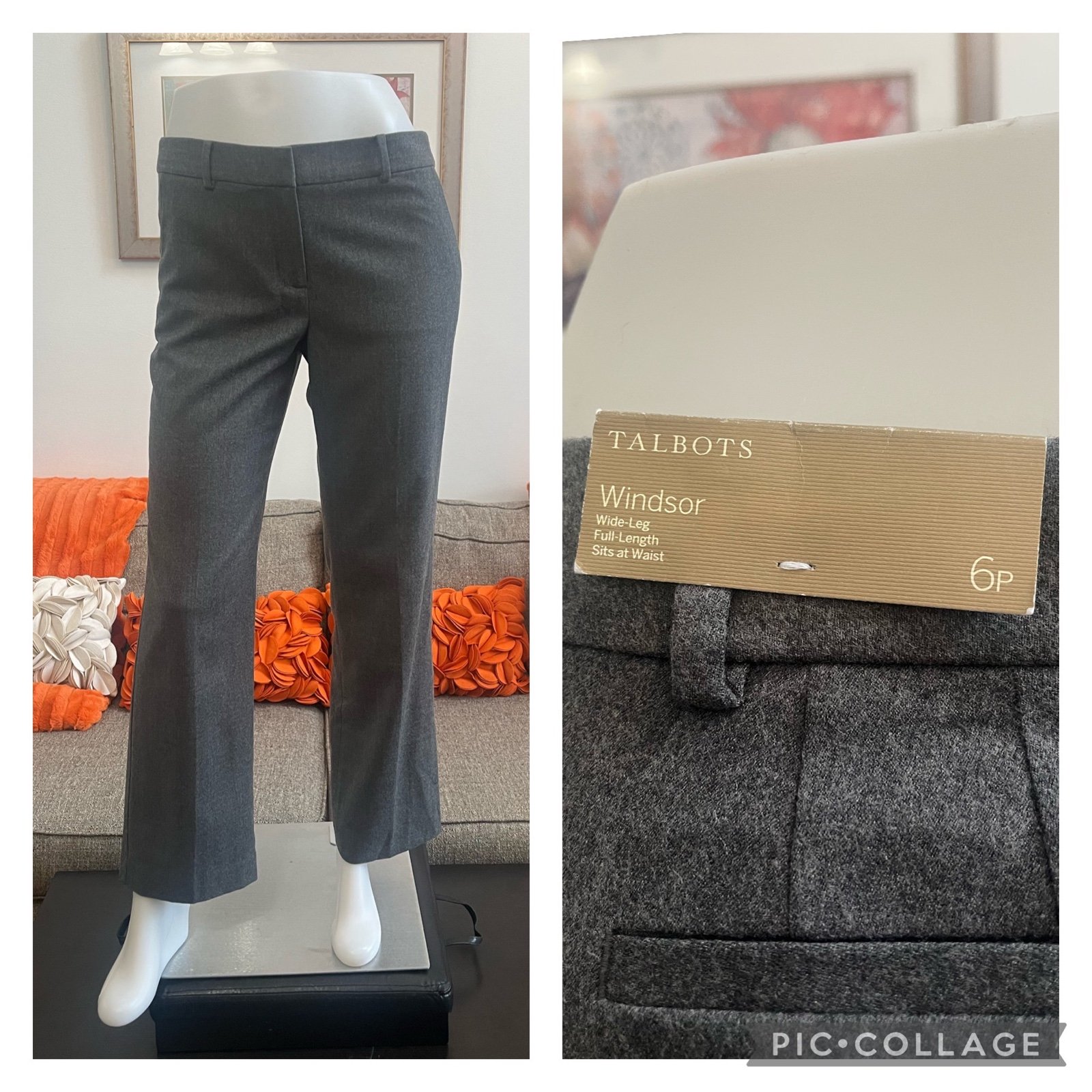 NWT Talbots Italian Wool Blend Gray Windsor Dress Pants