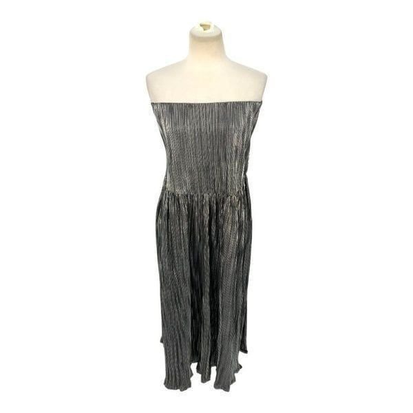 Jen's Pirate Booty Metallic Silver Sleeveless Midi Dress Sz Small NWT 202 MSRP