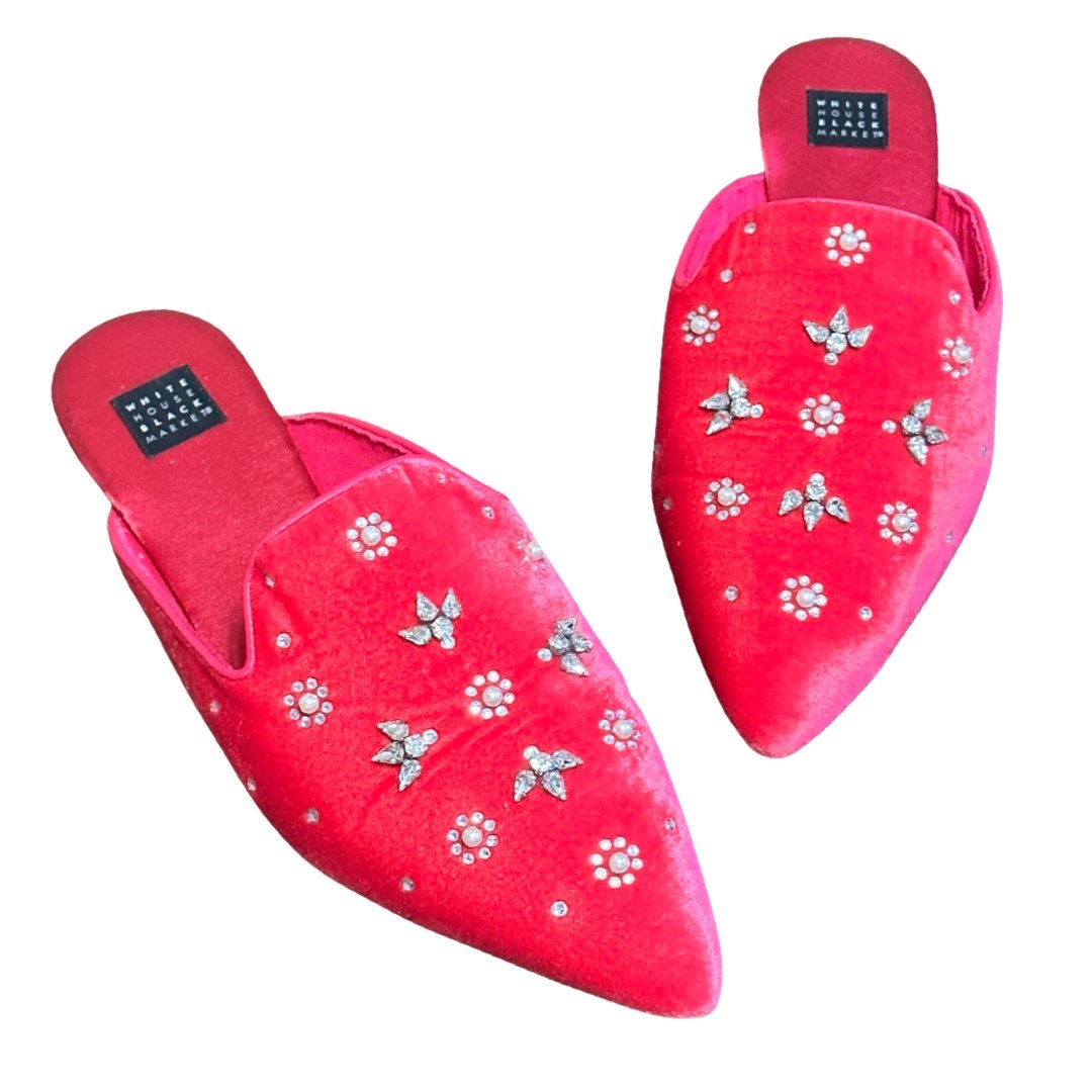 WHBM VELVET RHINESTONES MULES SIZE 8