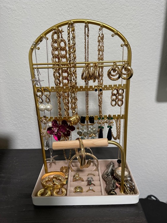 Multi-Functional Jewelry Holder Organizer Necklace Display Stand Velvet Lined Ba