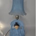 Cast iron head bobber,, novelty vanity lamps 1920's blue pyro glass lamps .