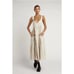 Dissh Tan Amy Natural Linen Cross Back Midi Dress