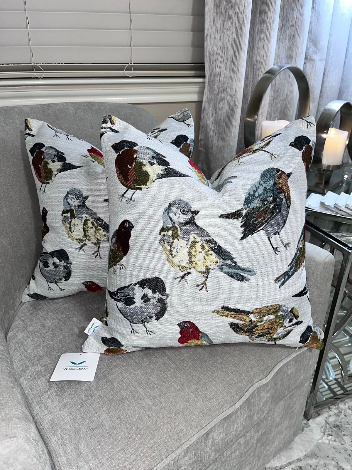 2-NWT WESTEX INTERNATIONAL BIRD DESIGN DECORATIVE PILLOW