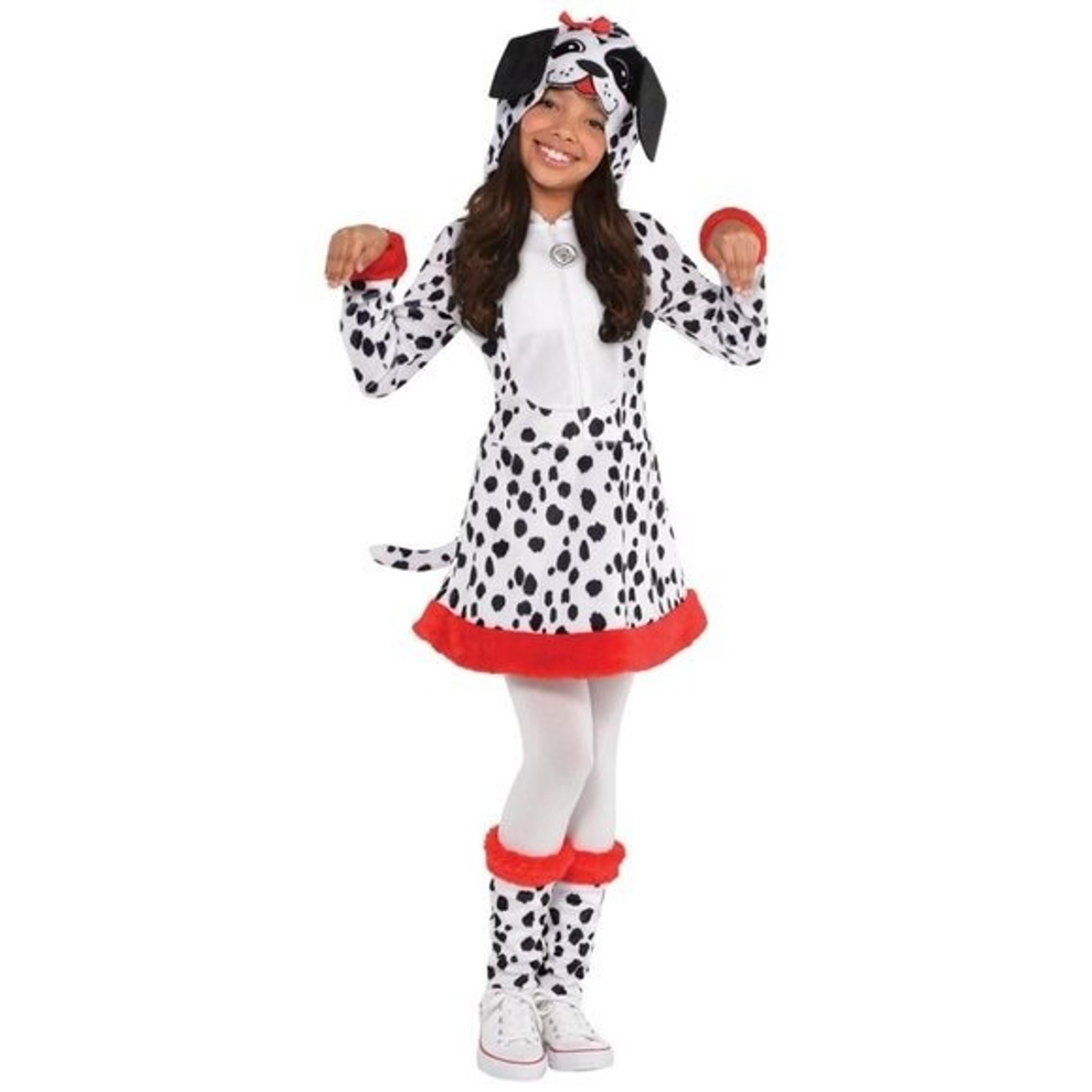 Dalmatian Dotted Doggy Youth Girls Large 12/14 Halloween Costume Dress White 470 - Amscan