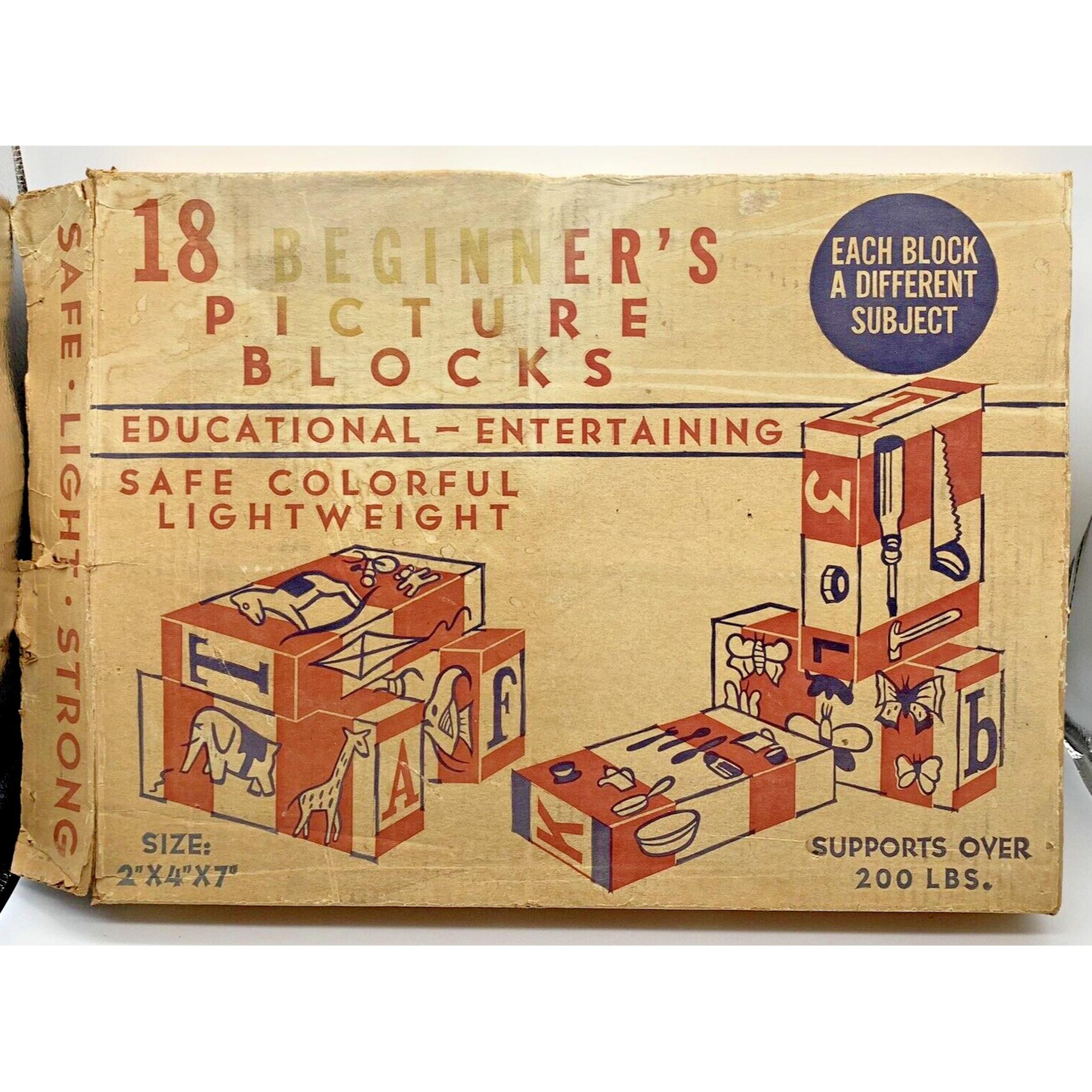 Vintage 1950s Toymaster Products Picture Building Blocks Cardboard Rare EUC