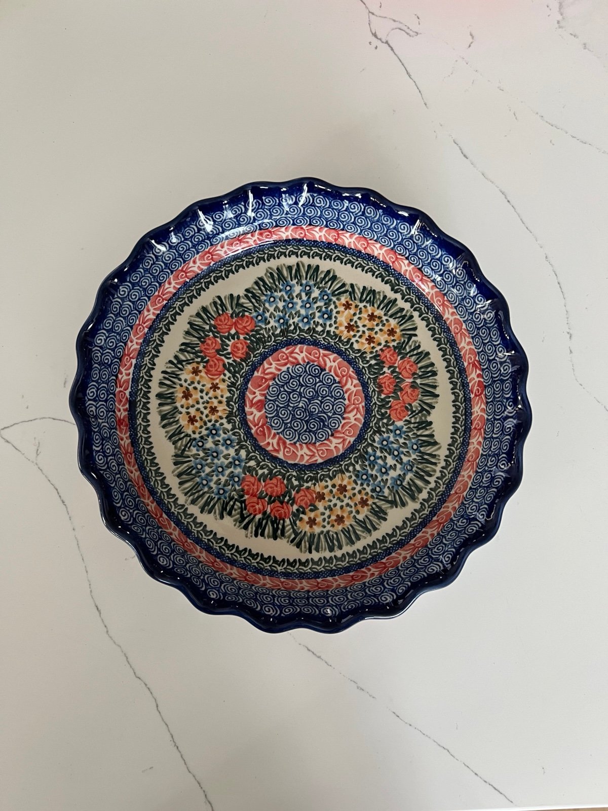 Polish Pottery' Unikat ’The Ultimate Bakeware Collection” Round Fluted Pie Dish